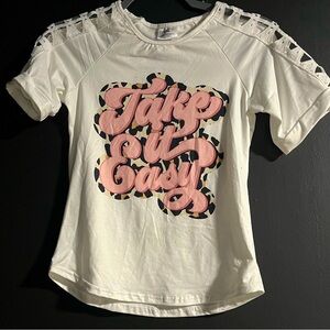 Cute girls “take it easy” shirt size 10-12Y